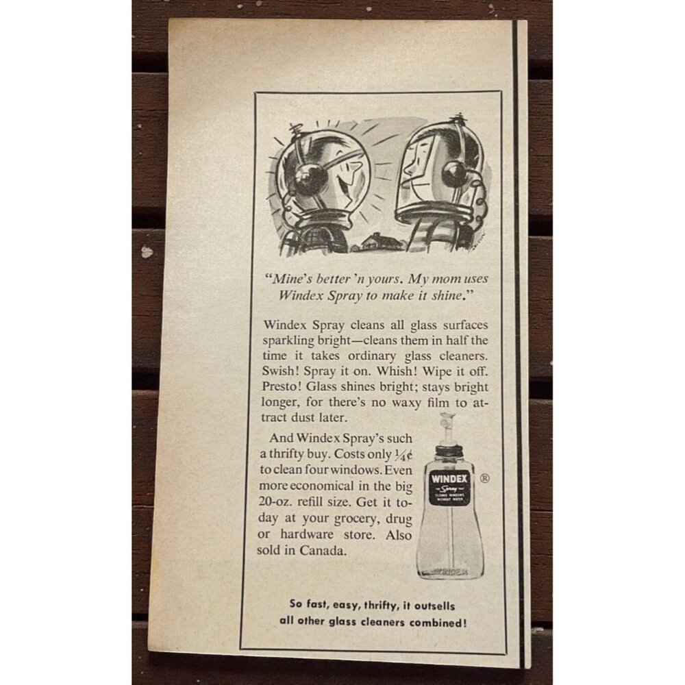 Windex Cleaning Spray Vintage Print Ad 1950s Mid Century Household Cleaners
